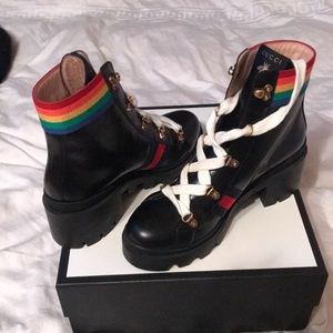 🥾 Brand New Authentic Never Worn Gucci Calfskin Rainbow Combat Boots 🥾